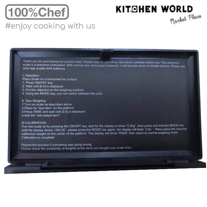 เครื่องชั่งวัตถุดิบขนาดพกพา 100% Chef 130/0001 เริ่มต้น 0.01 กรัม